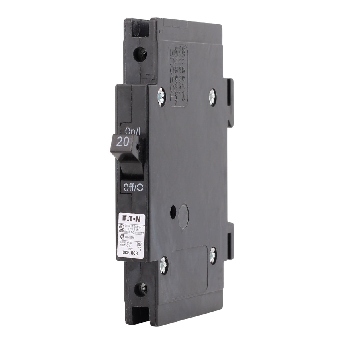 Eaton Quicklag QCF1020 20A 1P 120/240V Thermal-Magnetic Cable-In/Cable-Out Circuit Breaker - Image 2