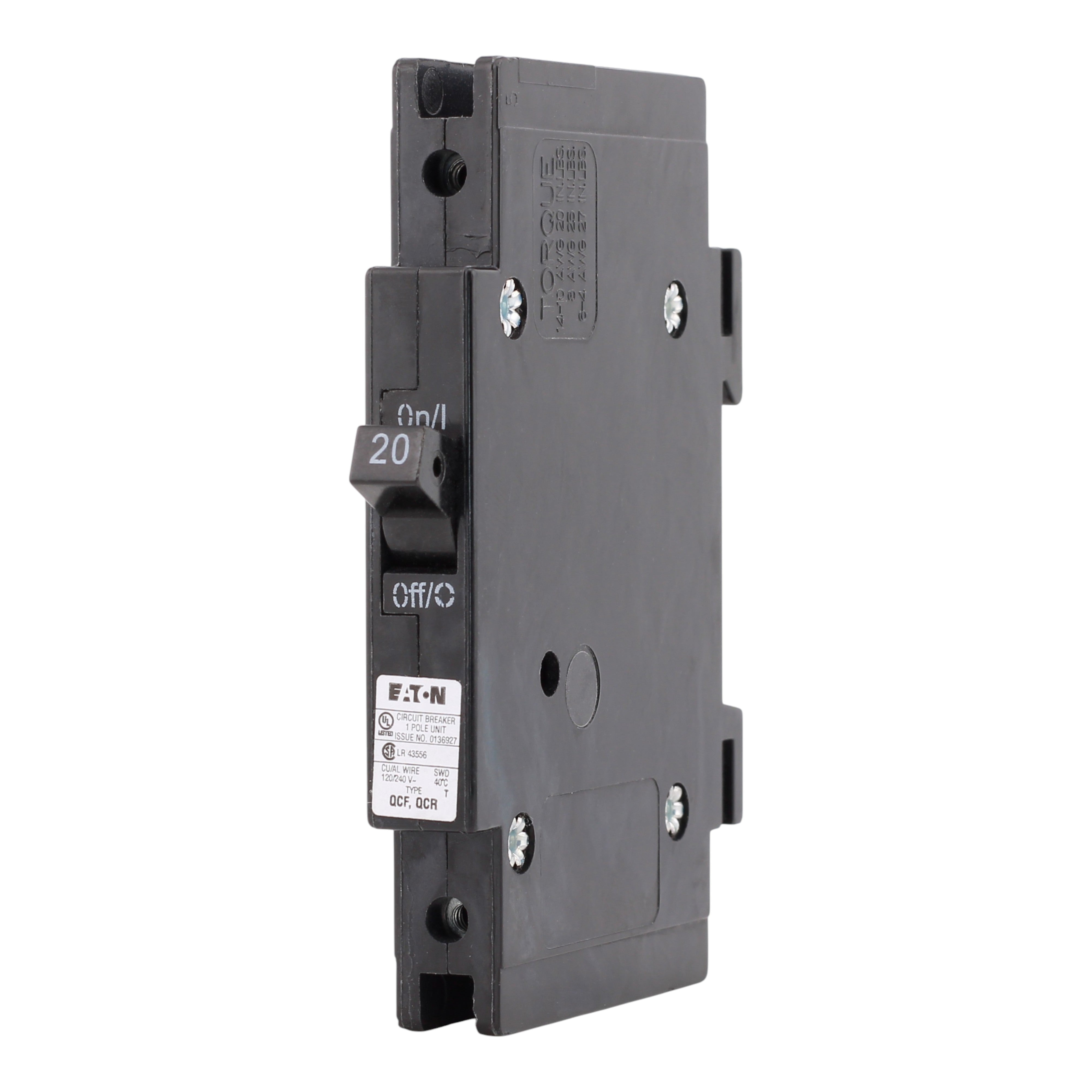 Eaton Quicklag QCF1020 20A 1P 120/240V Thermal-Magnetic Cable-In/Cable-Out Circuit Breaker - Image 2