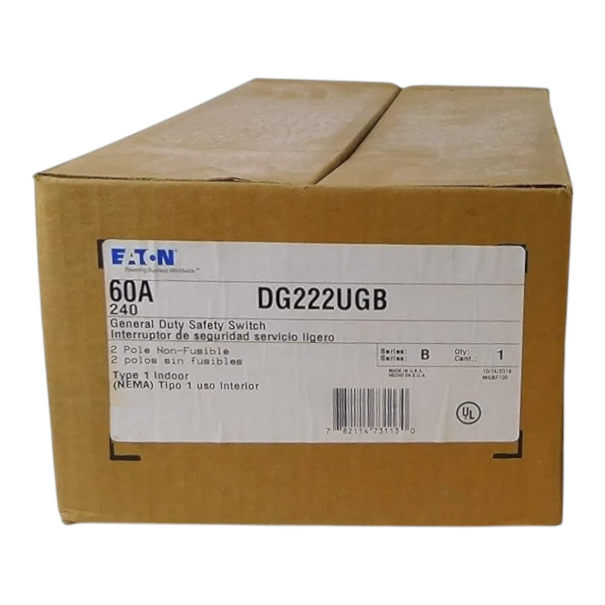 Eaton General Duty DG222UGB 60A 2P 240V Non-Fusible NEMA 1 Safety Switch - Image 3