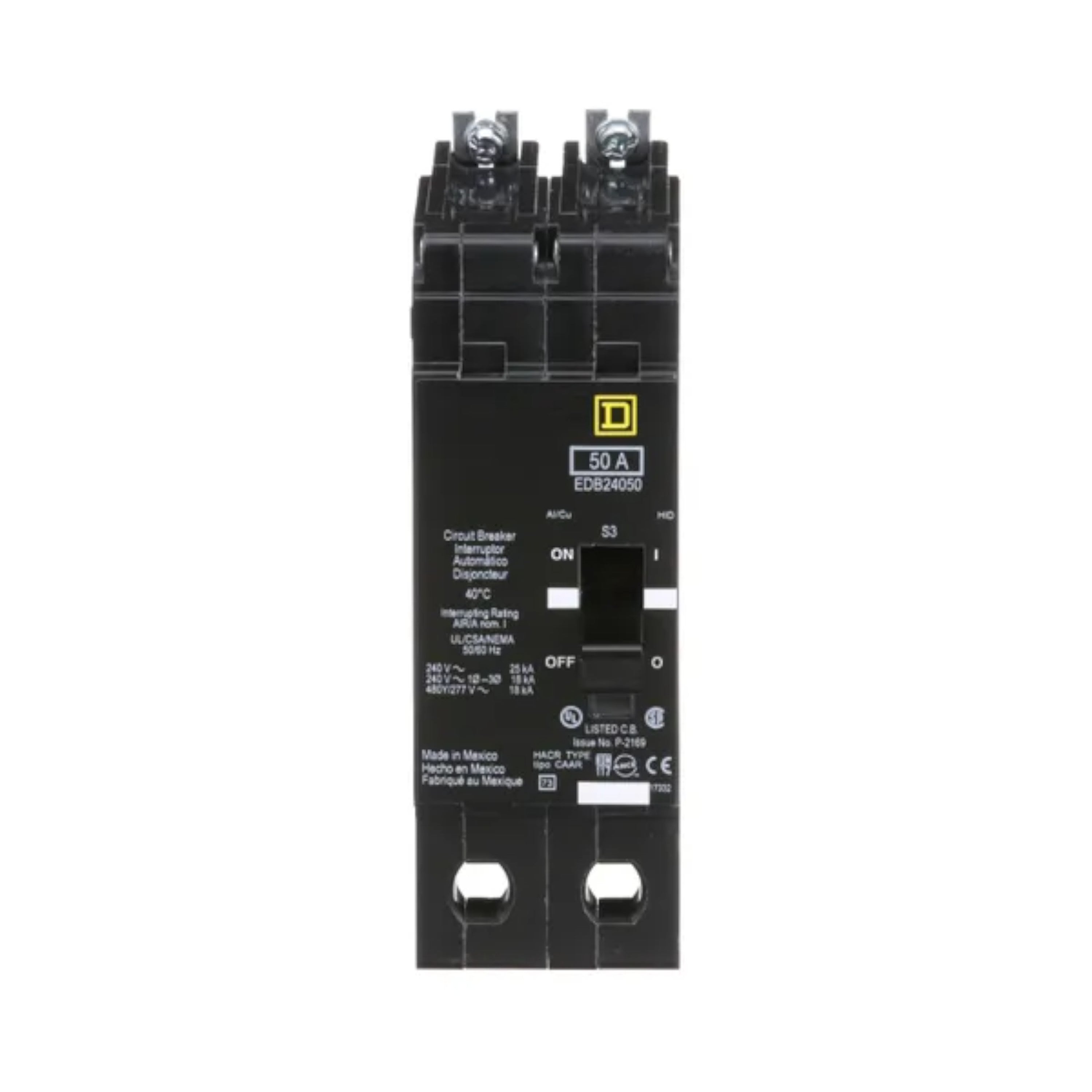 Square D E-Frame EDB24050 50A 2P 480Y/277V 25kA Bolt-On Circuit Breaker - Image 3