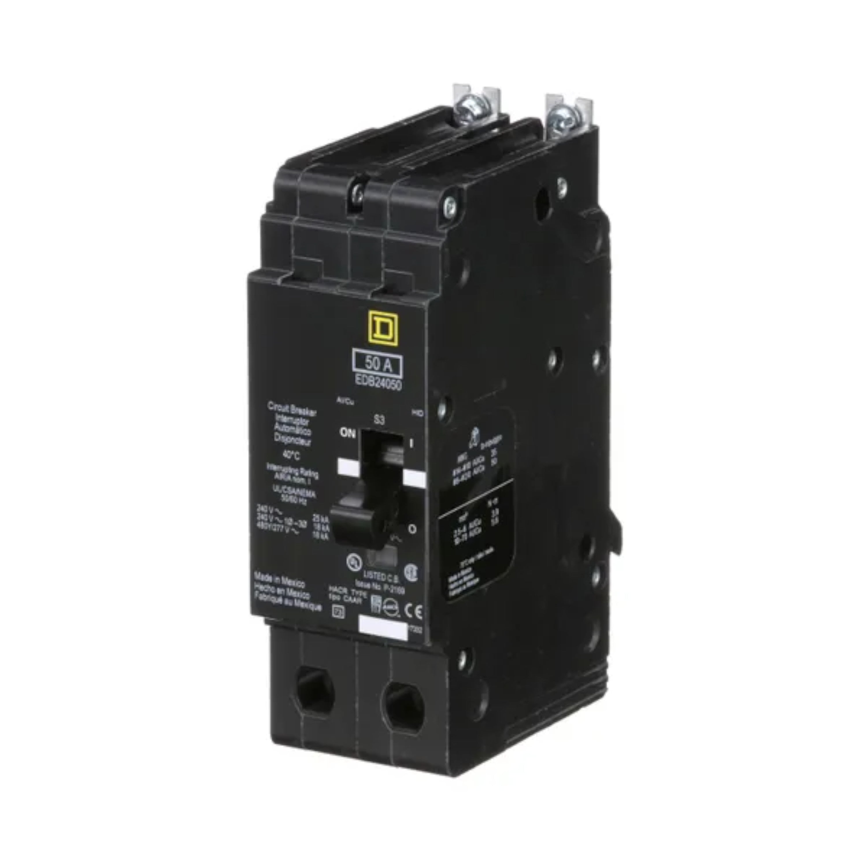 Square D E-Frame EDB24050 50A 2P 480Y/277V 25kA Bolt-On Circuit Breaker - Image 2