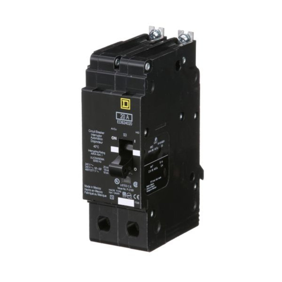 Square D E-Frame EDB24020 20A 2P 480Y/277V Bolt-On Circuit Breaker - Image 2