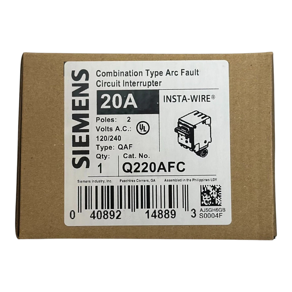 Siemens Q220AFC, 20A, 2P, 120/240V, AFCI, Circuit Breaker - Image 2