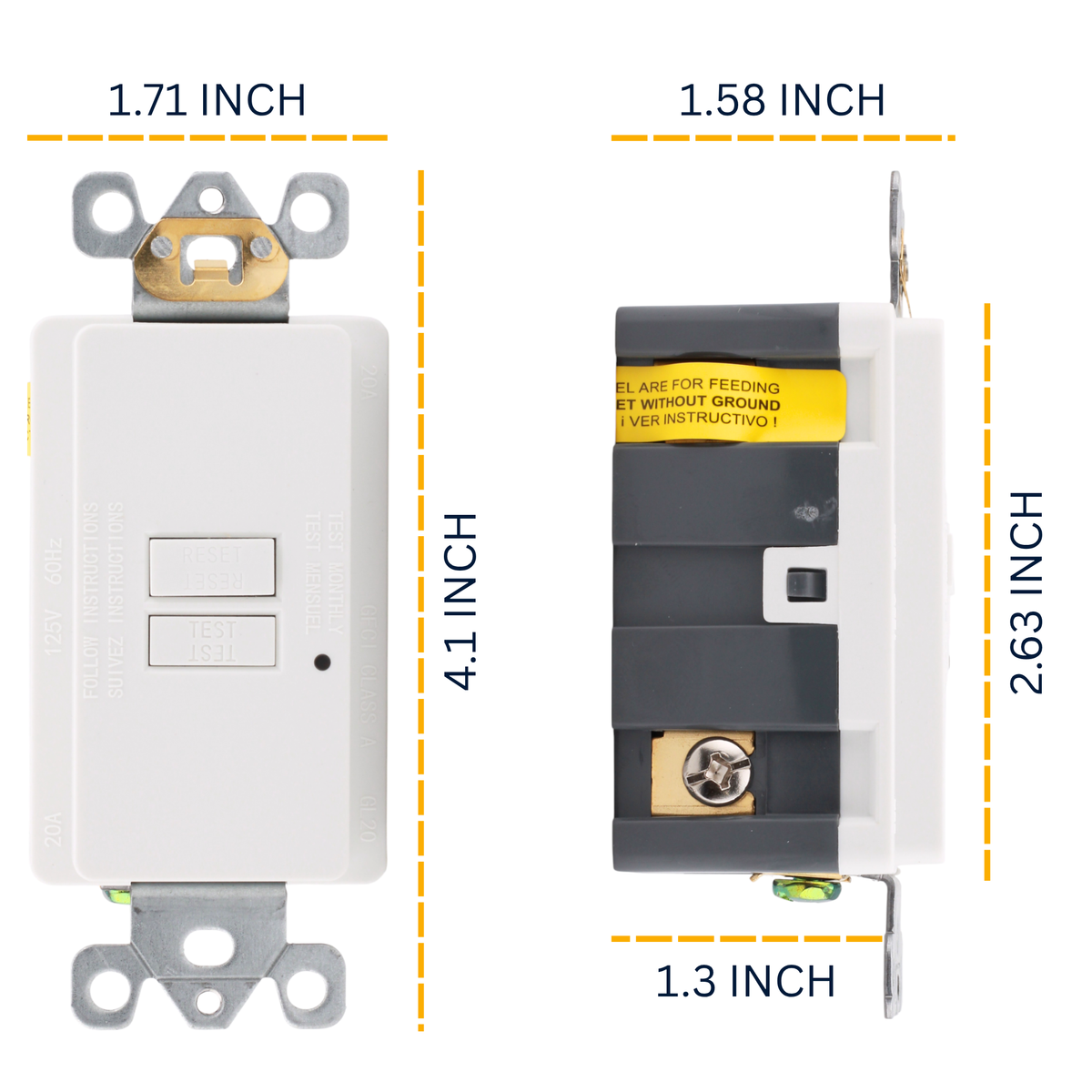 RES POWER, 20A, 125V, Blank Face GFCI Device, cULus Listed, RES20GFIBW, White - Image 5