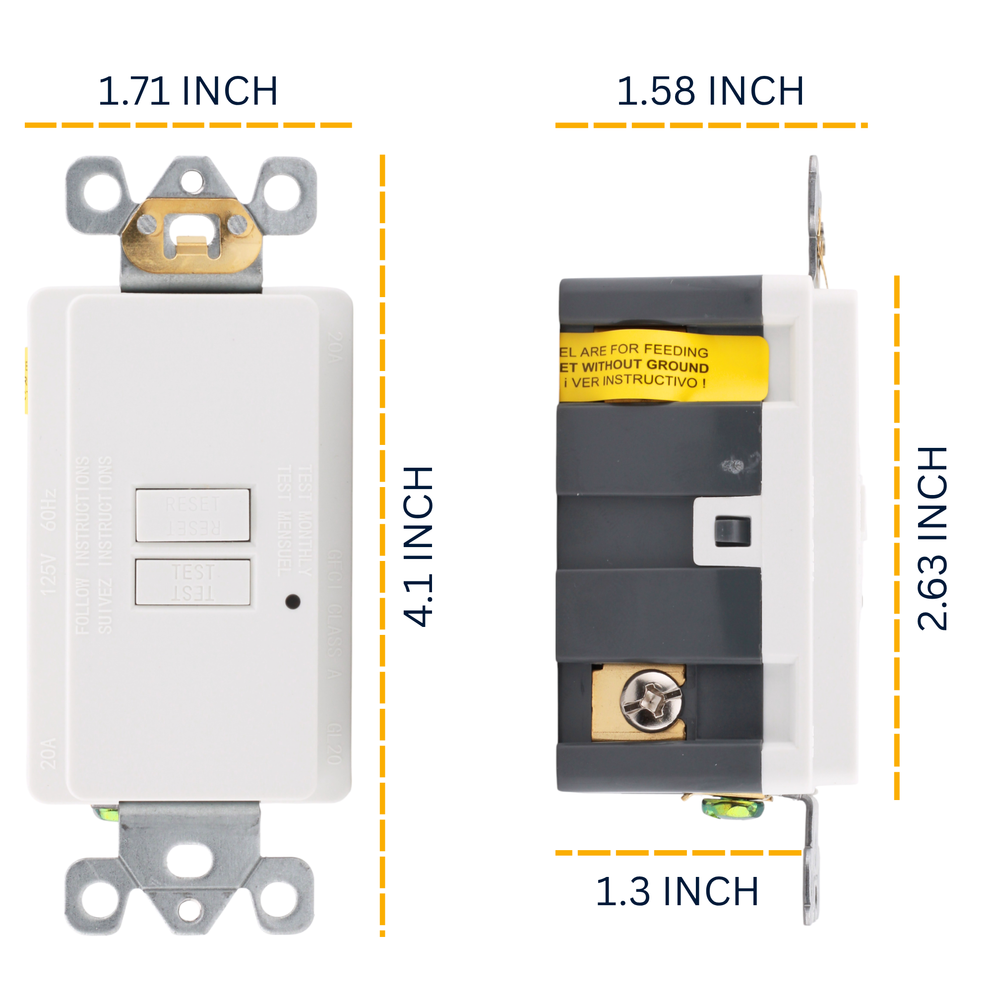 RES POWER, 20A, 125V, Blank Face GFCI Device, cULus Listed, RES20GFIBW, White - Image 5