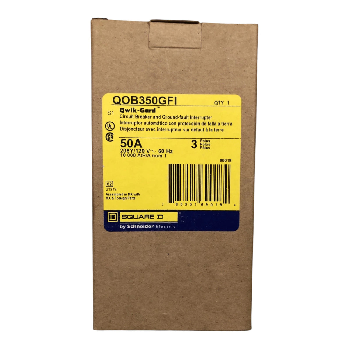 Square D QO, QOB350GFI, 50A, 3P, 208Y/120V, GFCI, Pigtail Neutral, Circuit Breaker - Image 3