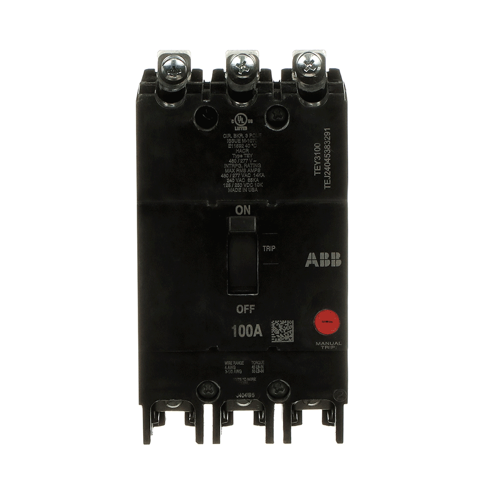 GE Q-Line, TEY3100, 100A, 3P, 277/480V, Bolt-On, Molded Case, Circuit Breaker - Image 4