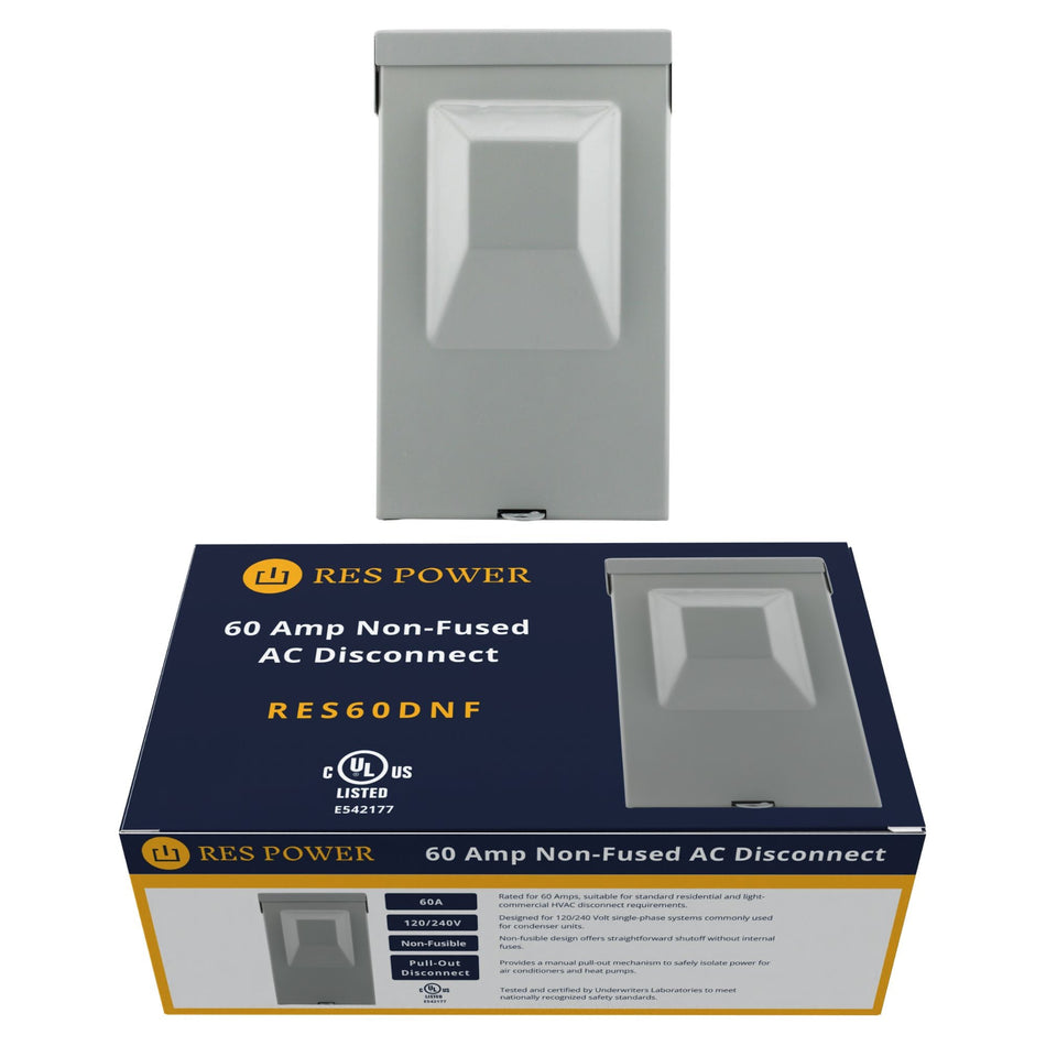RES POWER, 60A, 120/240V, Non-Fused, Pull-Out AC Disconnect, UL listed