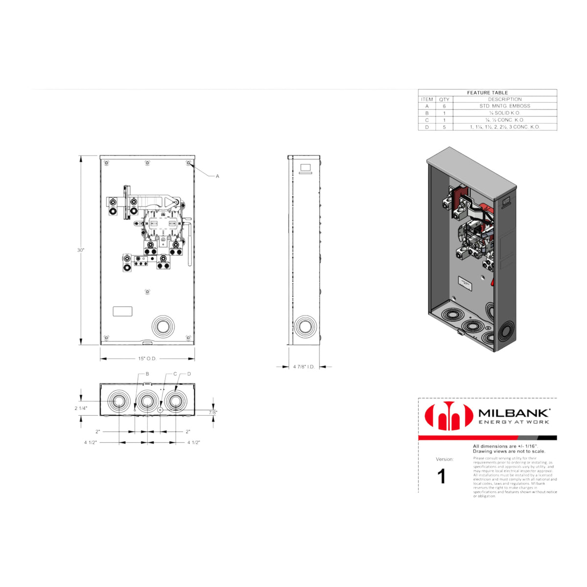 Milbank, U1797-O-K3L-K2L, 320A, 1PH, 600V, Ringless, Lever Bypass, UG Meter Socket - Image 7