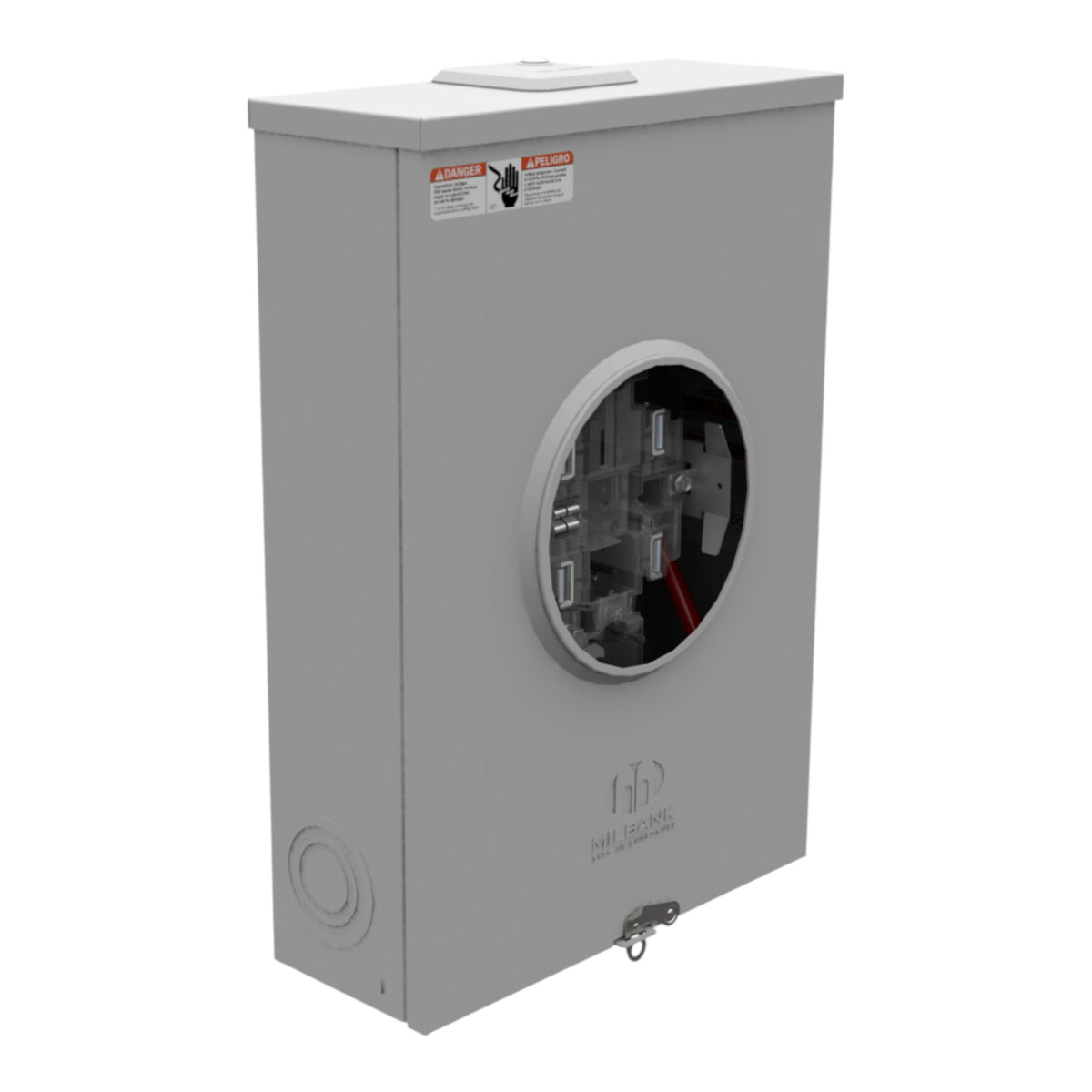 Milbank, U4801-XL-5T9, 200A, 600VAC, 5-Terminal, Ringless, Lever Bypass, Meter Socket