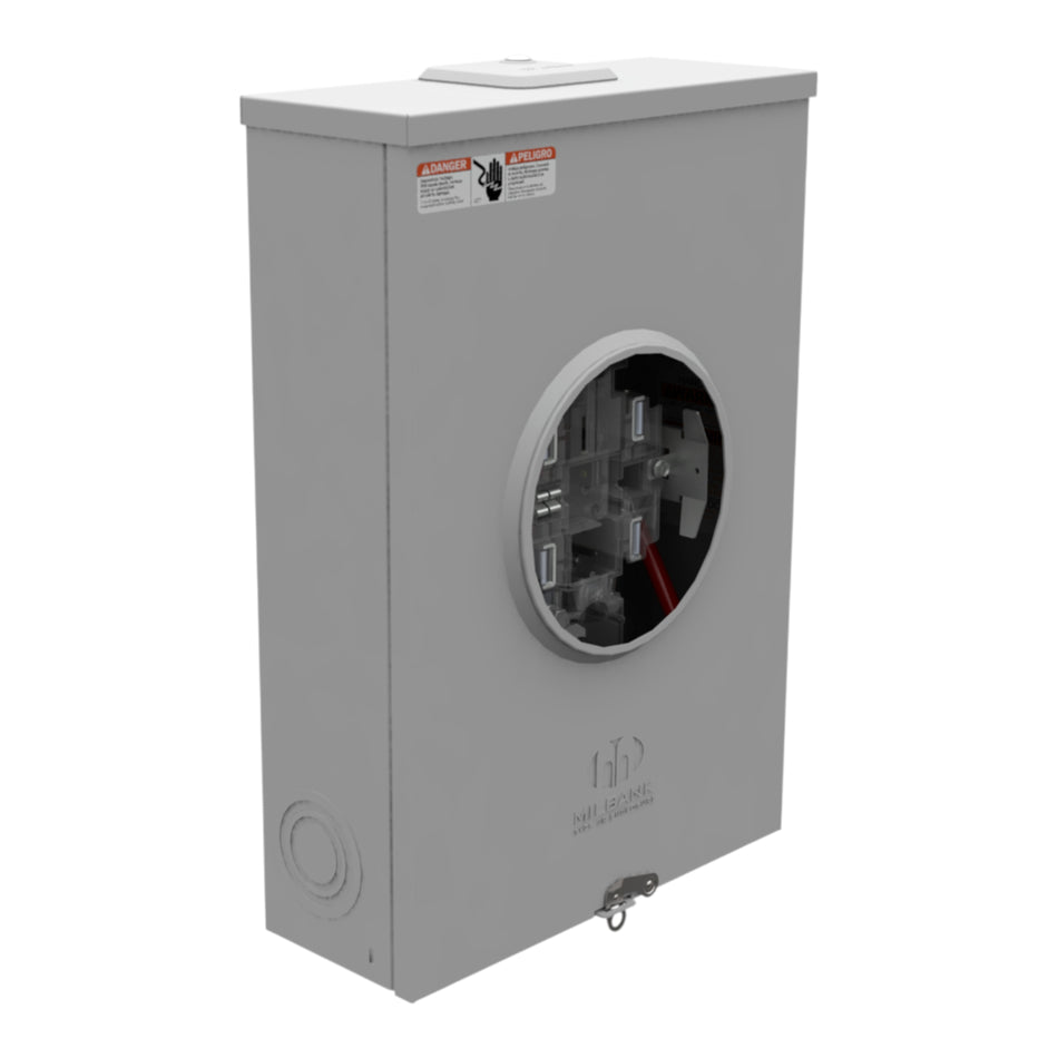Milbank, U4801-XL-5T9, 200A, 600VAC, 5-Terminal, Ringless, Lever Bypass, Meter Socket