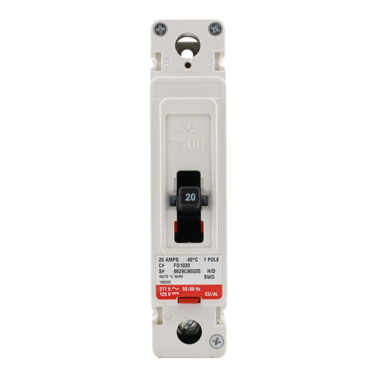 Eaton FD1020 20A 1P 347VAC/125VDC F-Frame Circuit Breaker - Image 2