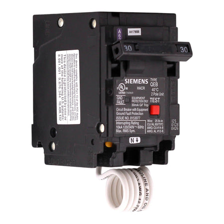 Siemens QEB, Q230EG, 30A, 2P, 240V, GFCI, Pigtail Neutral, Circuit Breaker