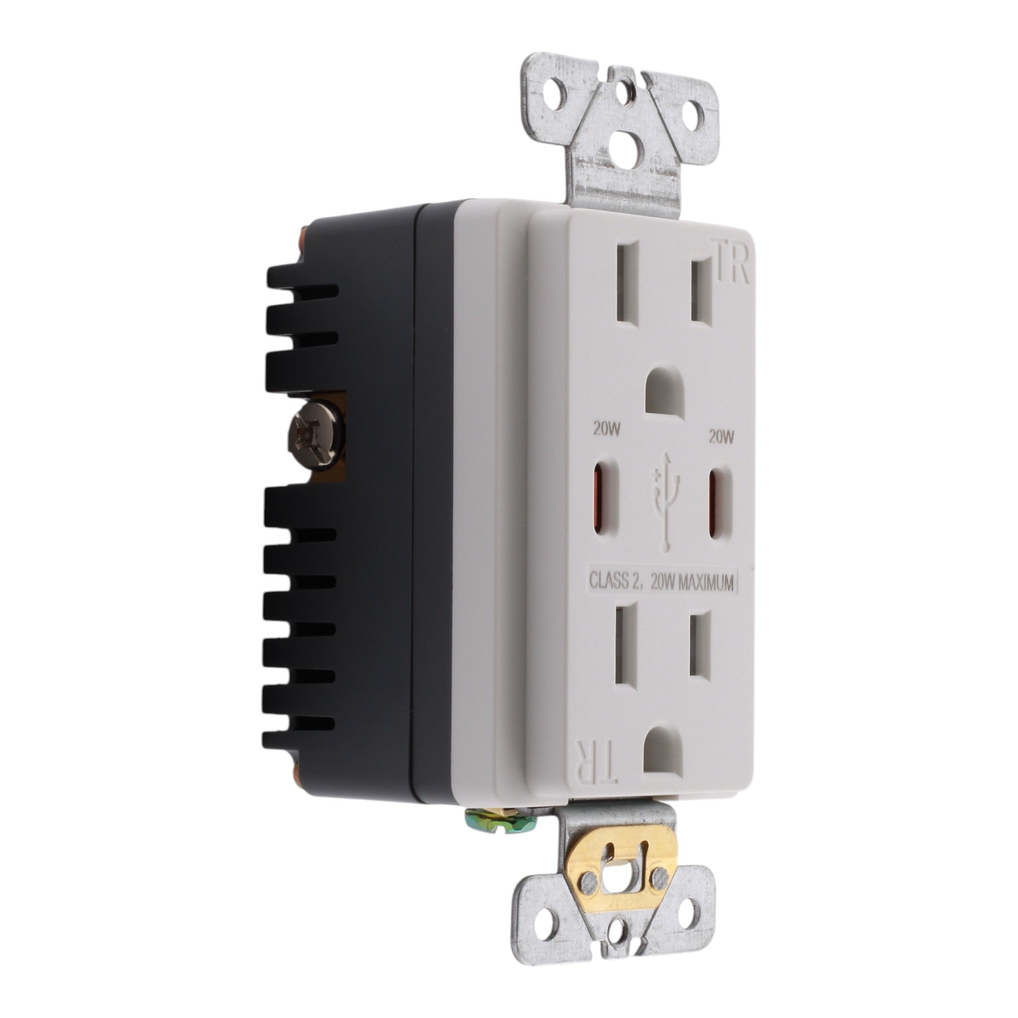 RES POWER 15A USB Outlet, Fast Charging, Type C/C, Tamper-Resistant, cULus Listed, White - Image 4