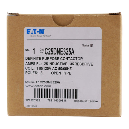 Eaton, C25DNE325A, 25A, 3-Pole, 110-120V, Definite Purpose Contactor, Box Lugs, Non-Reversing - Image 3
