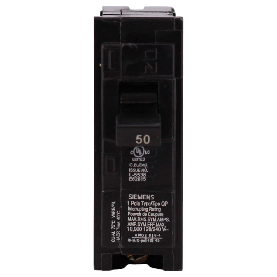 Siemens QP, Q150, 50A, 1P, 120V, Thermal Magnetic, Plug-In, Circuit Breaker - Image 2