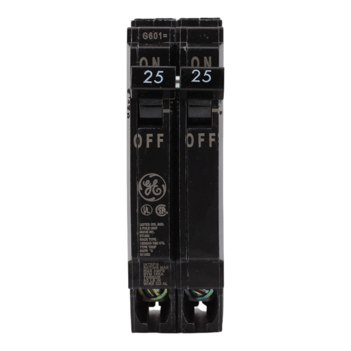 GE THQP225, 25A, 120/240V, 2-Pole Circuit Breaker, Plug-In, for Load Centers and Lighting Panels - Image 2