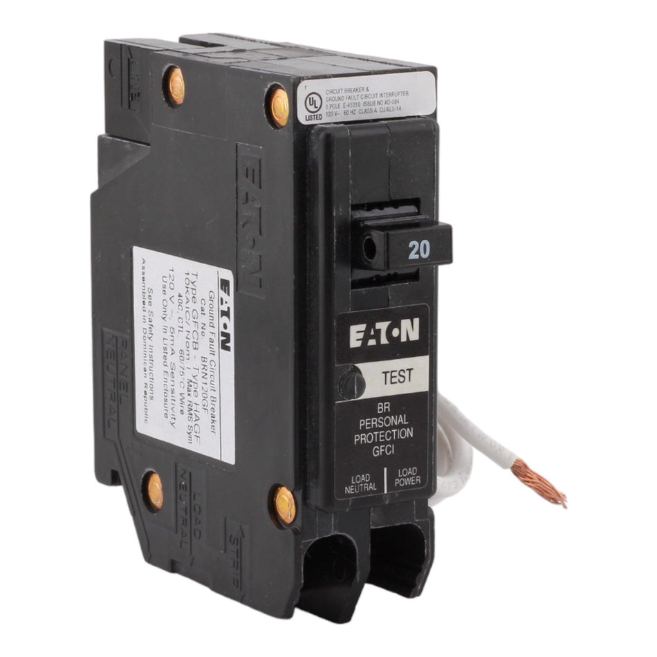 Eaton BRN120GF 20 Amp Single Pole 120V Pigtail-Neutral GFCI Ground Fault Circuit Breaker UL - Image 2