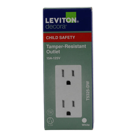 Leviton Decora T5325-DW 15A 125V TR Duplex Outlet