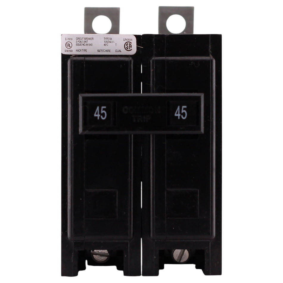 Eaton BAB, BAB2045, 45A, 2P, 120/240V, Quicklag, Thermal Magnetic, Bolt-On, Circuit Breaker - Image 2