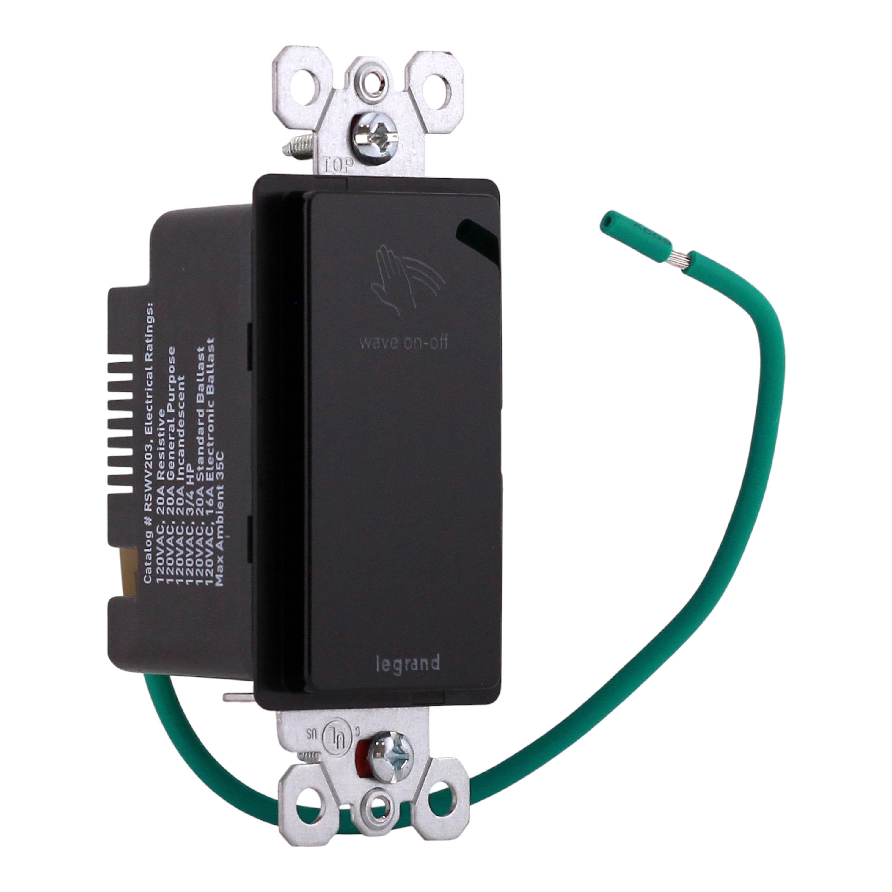 Legrand radiant RSWV203 20A Touchless Wave Switch Black