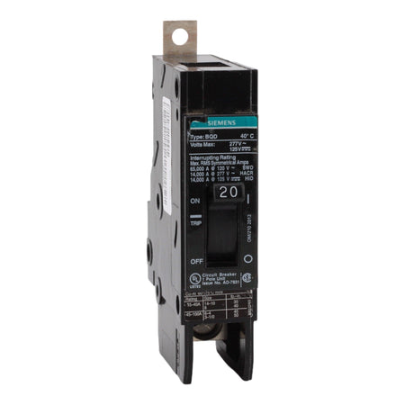 Siemens BQD120 20 Amp Single-Pole Circuit Breaker - 277VAC, 125VDC, 14kA, Bolt-On, UL Listed - Image 2