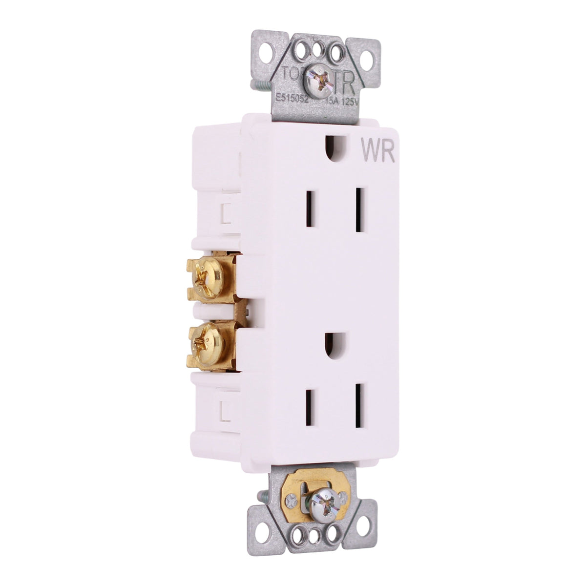 Square D X Series, SQR44104WH, 15A, 125V, TR/WR, Decorator Duplex Receptacle, White