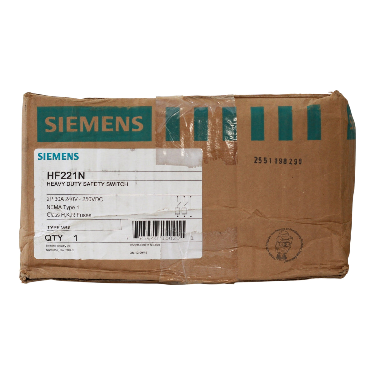 Siemens HF, HF221N, 30A, 2-Pole, 240VAC/250VDC, NEMA 1, Fusible Heavy Duty Safety Switch - Image 4