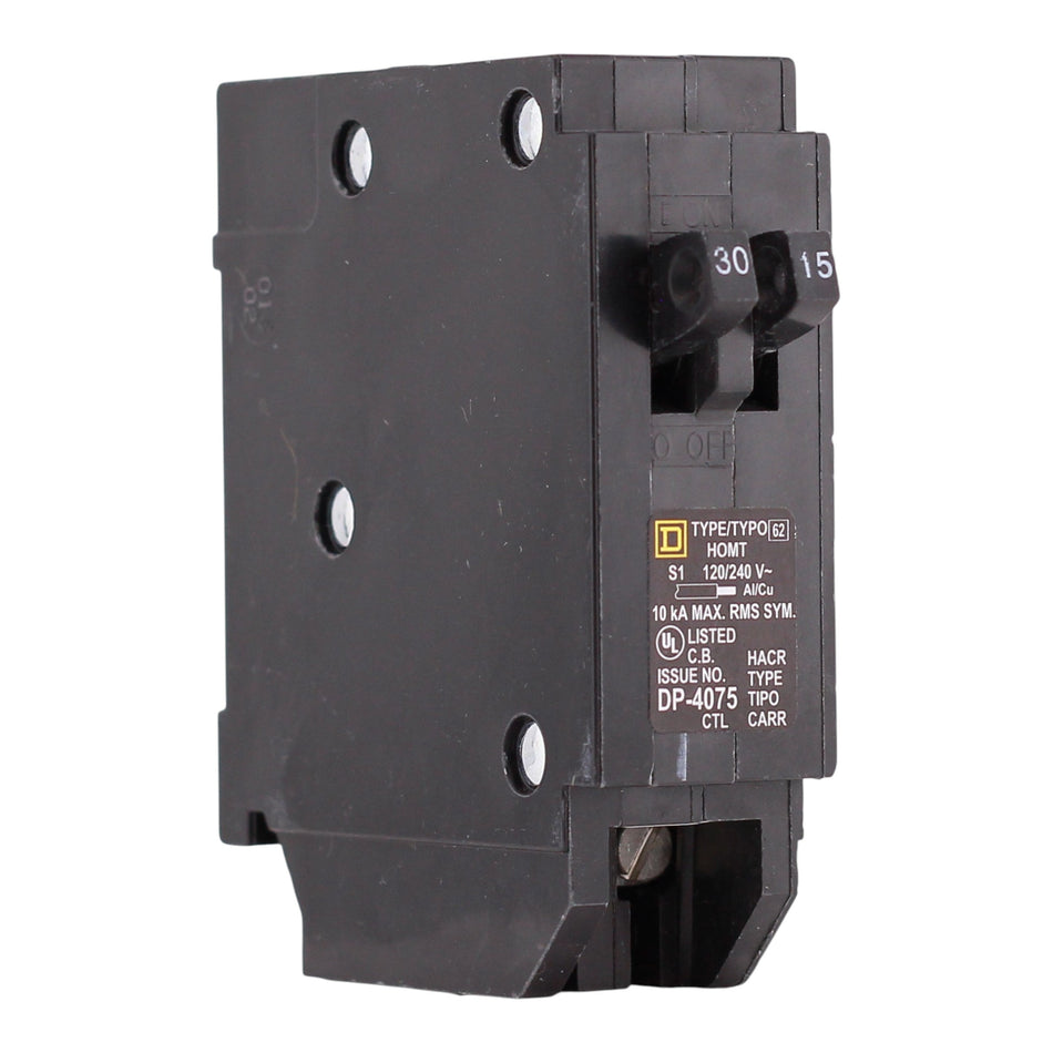 Square D Homeline, HOMT3015, 30A/15A, 2x1P, 120/240V, Tandem, Circuit Breaker