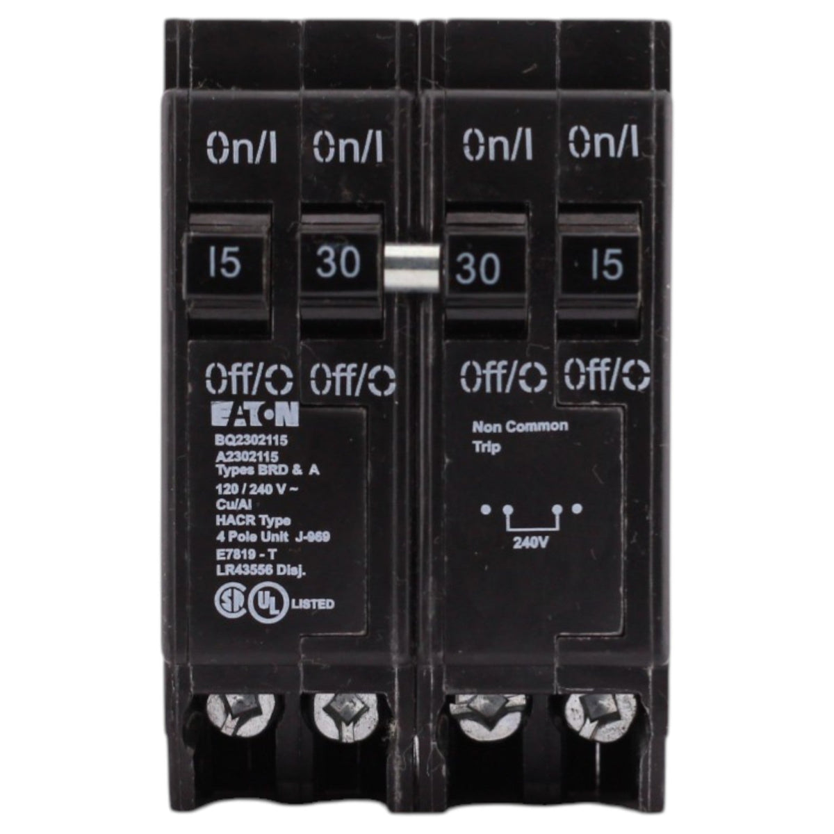 Eaton BR, BQ2302115, 15A/30A, 4P, 120/240V, Circuit Breaker - Image 2