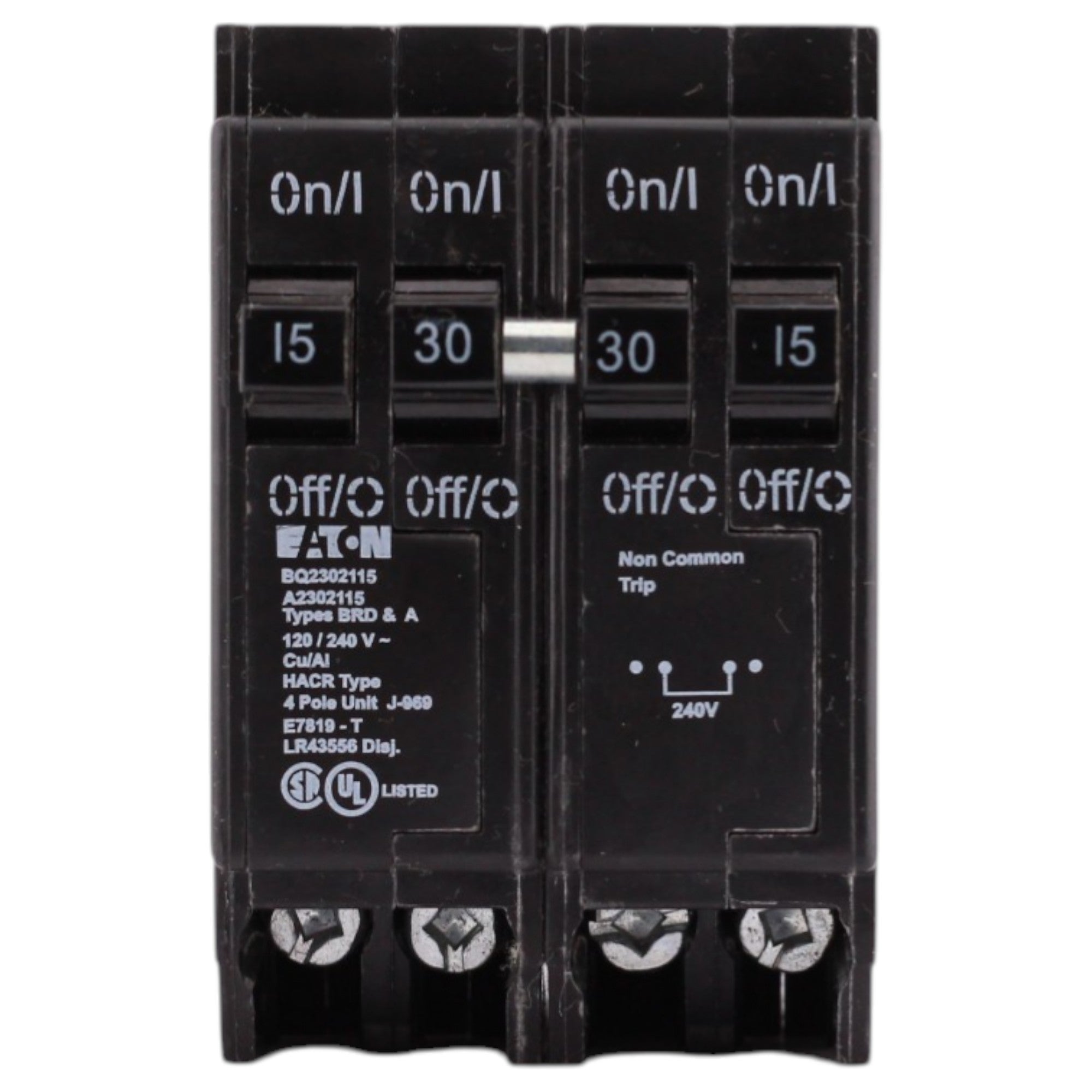 Eaton BR, BQ2302115, 15A/30A, 4P, 120/240V, Circuit Breaker - Image 2