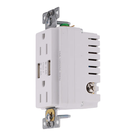 Square D X Series, SQR55141WH, 15A, 125V, USB-A/A, Duplex, Tamper Resistant, Outlet - Image 2
