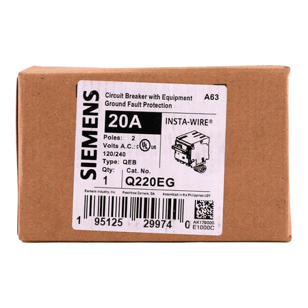 Siemens QEB, Q220EG, 20A, 2P, 240V, GFCI, Pigtail Neutral, Circuit Breaker - Image 3