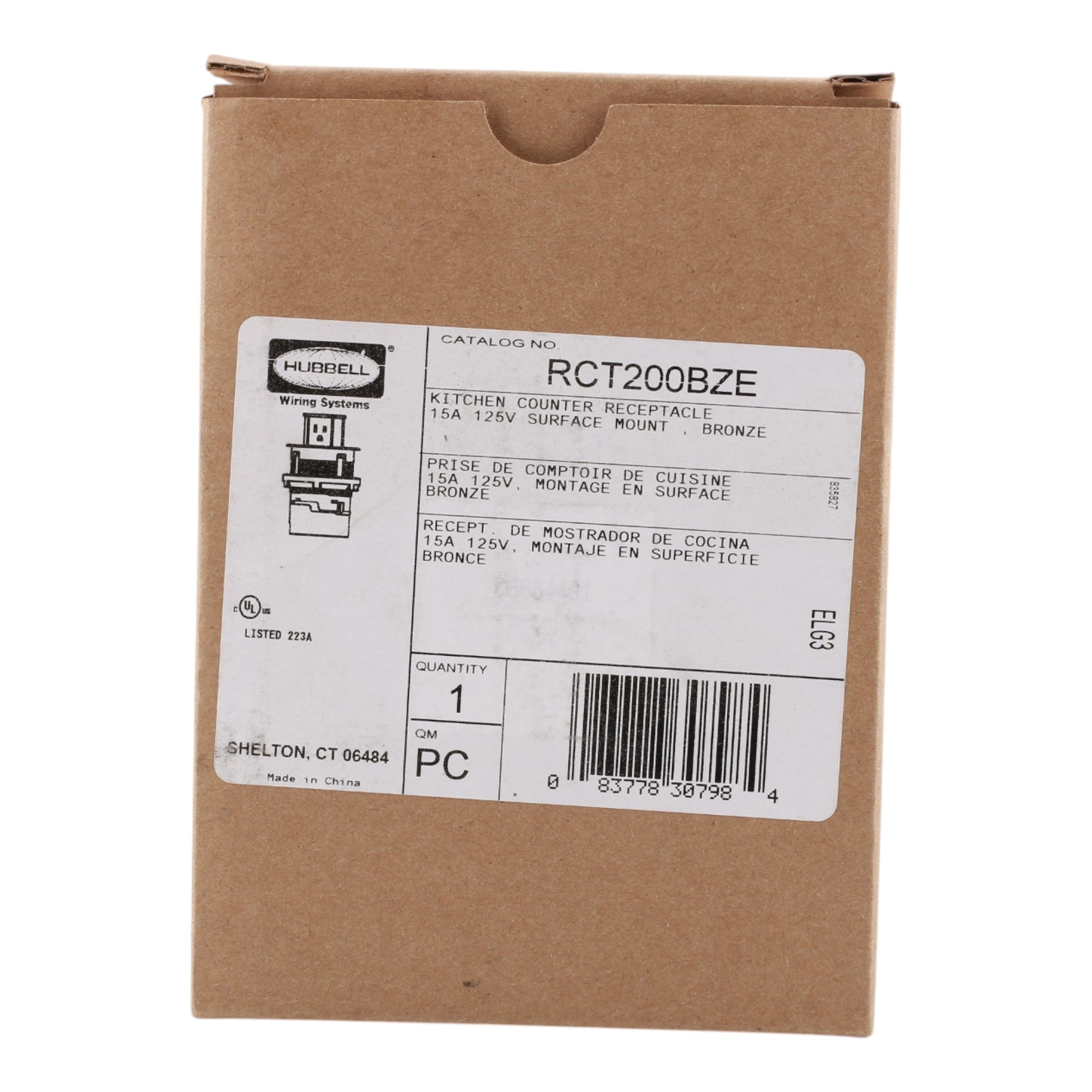Hubbell RCT200BZE 15A Kitchen Counter Pop-Up Receptacle, Bronze - Image 2