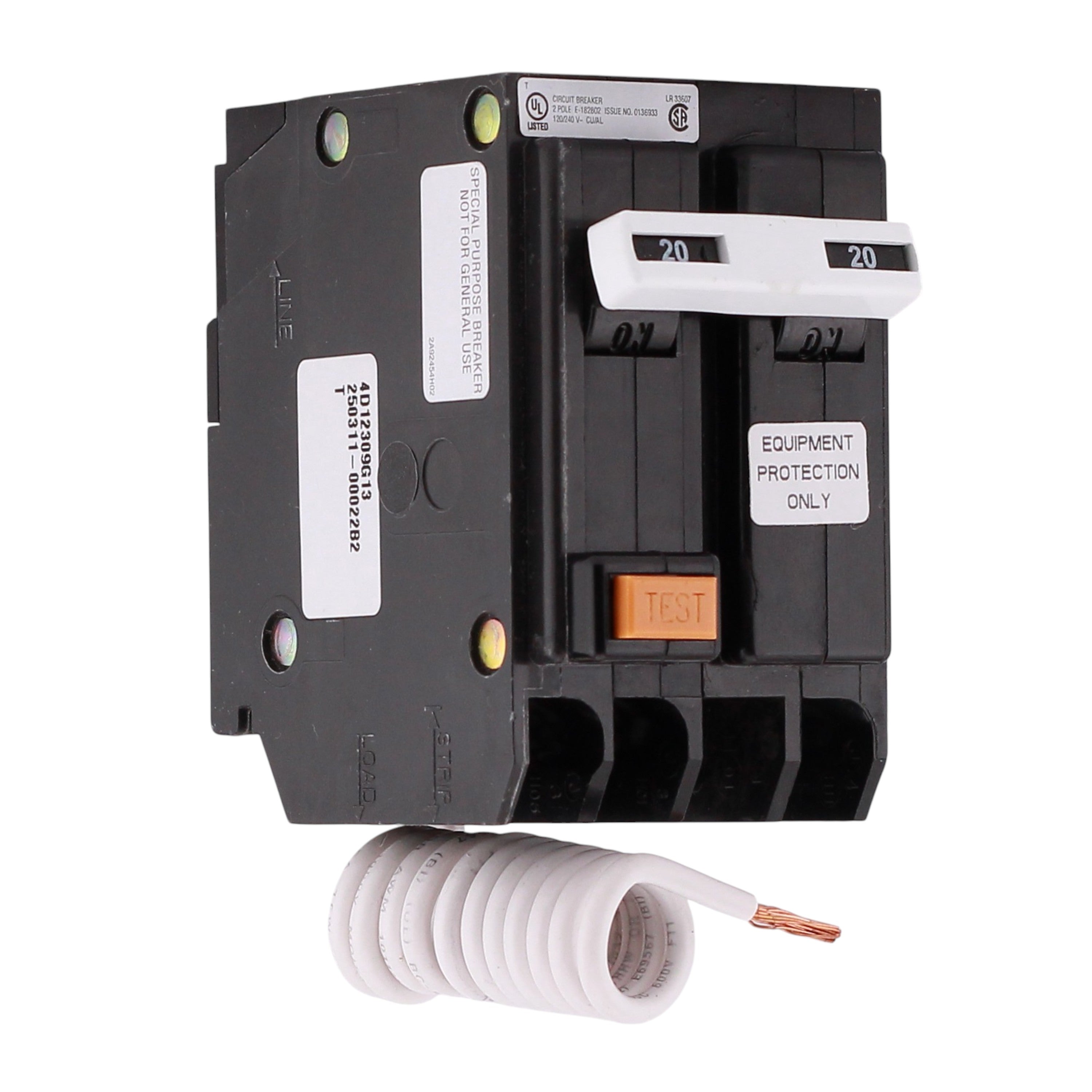 Eaton GFEP, GFEP220, 20A, 2P, 120/240V, GFCI, Pigtail Neutral, Circuit Breaker