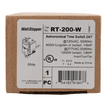 Wattstopper RT-200-W 1200W Astronomic Time Switch White - Image 2