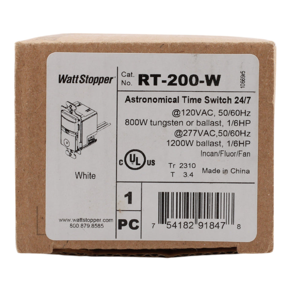 Wattstopper RT-200-W 1200W Astronomic Time Switch White - Image 2