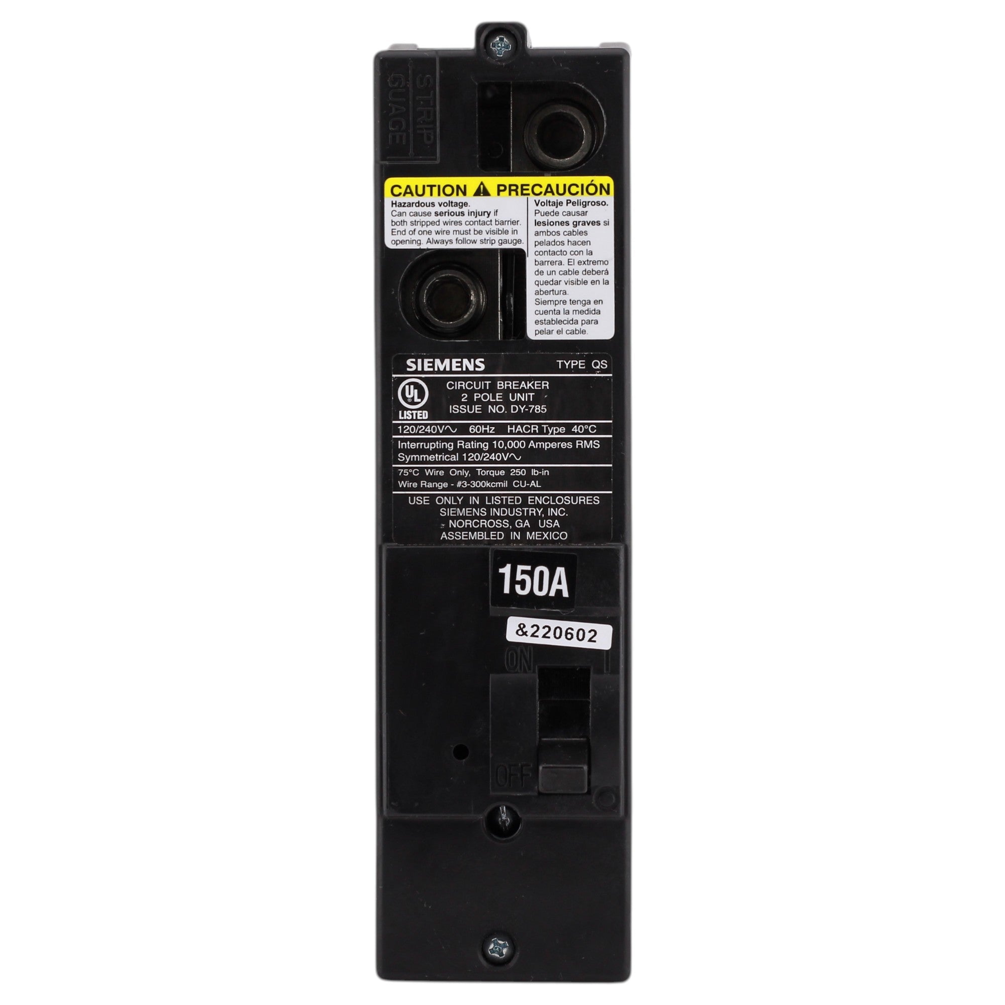 Siemens QS, QS2150, 150A, 2P, 120/240V, Thermal Magnetic, Main Breaker, Circuit Breaker - Image 2