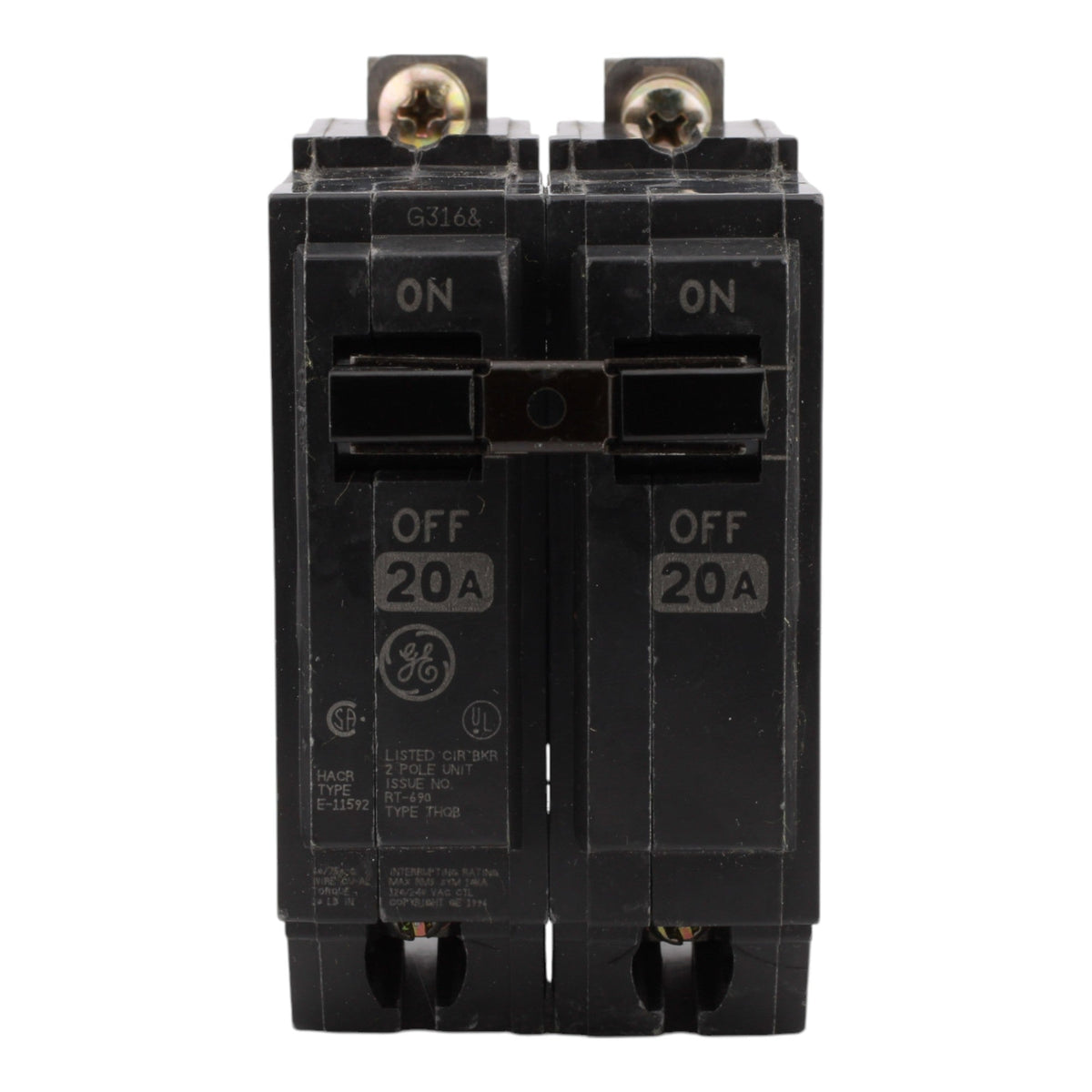 GE THQB2120 20A 2P 120/240V 10kA Circuit Breaker - Image 2