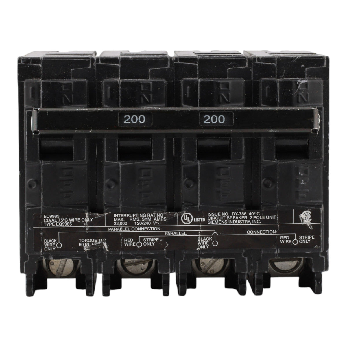 Siemens EQ9985 200A 4P 22kA Main Circuit Breaker - Image 2