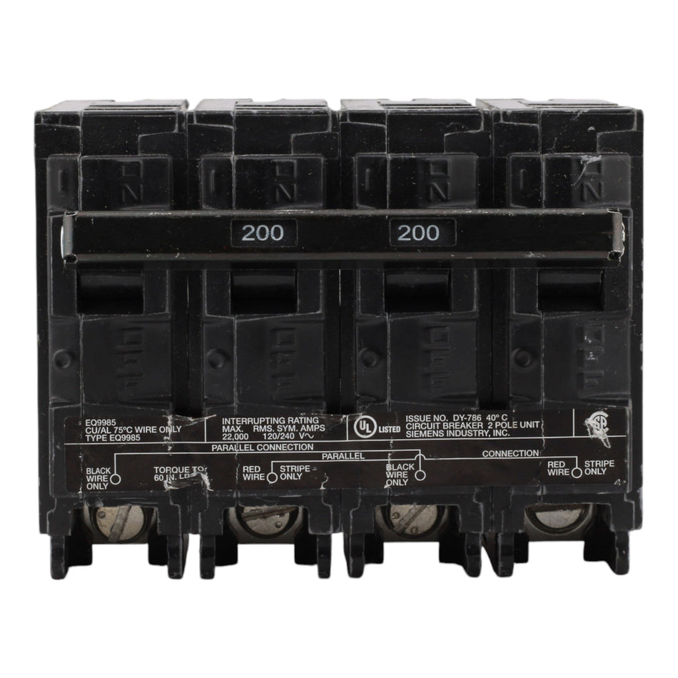 Siemens EQ9985 200A 4P 22kA Main Circuit Breaker - Image 2