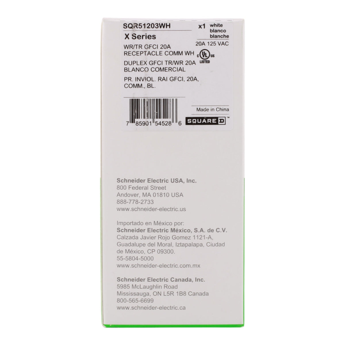 Square D SQR51203WH X Series 20A 125V GFCI Receptacle Tamper/Weather Resistant Duplex White - Image 6
