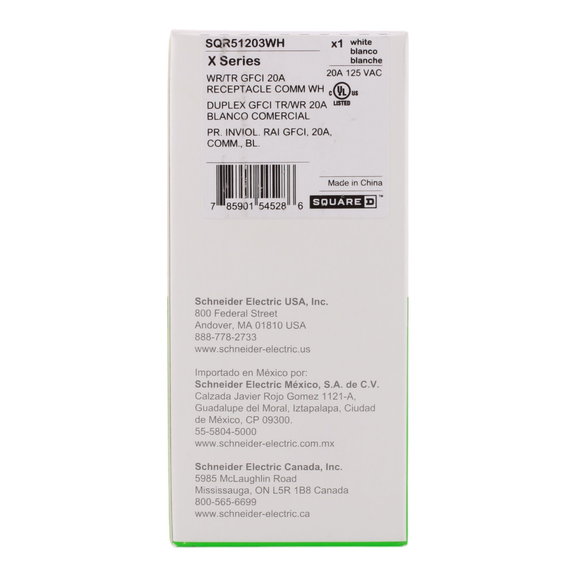 Square D SQR51203WH X Series 20A 125V GFCI Receptacle Tamper/Weather Resistant Duplex White - Image 6