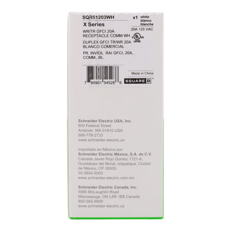 Square D SQR51203WH X Series 20A 125V GFCI Receptacle Tamper/Weather Resistant Duplex White - Image 6