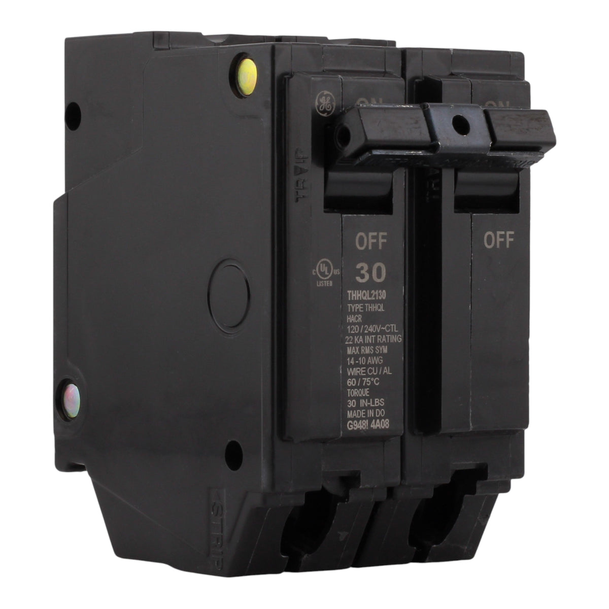 GE Q Line THHQL2130 30A 2P 120/240V 22K Plug-In Circuit Breaker