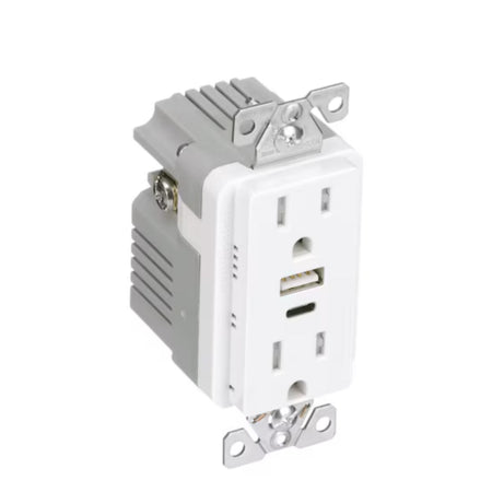 Eaton, TRUSBAC15W-BOX, 15A, USB Type A/C Charger, Duplex Receptacle, White