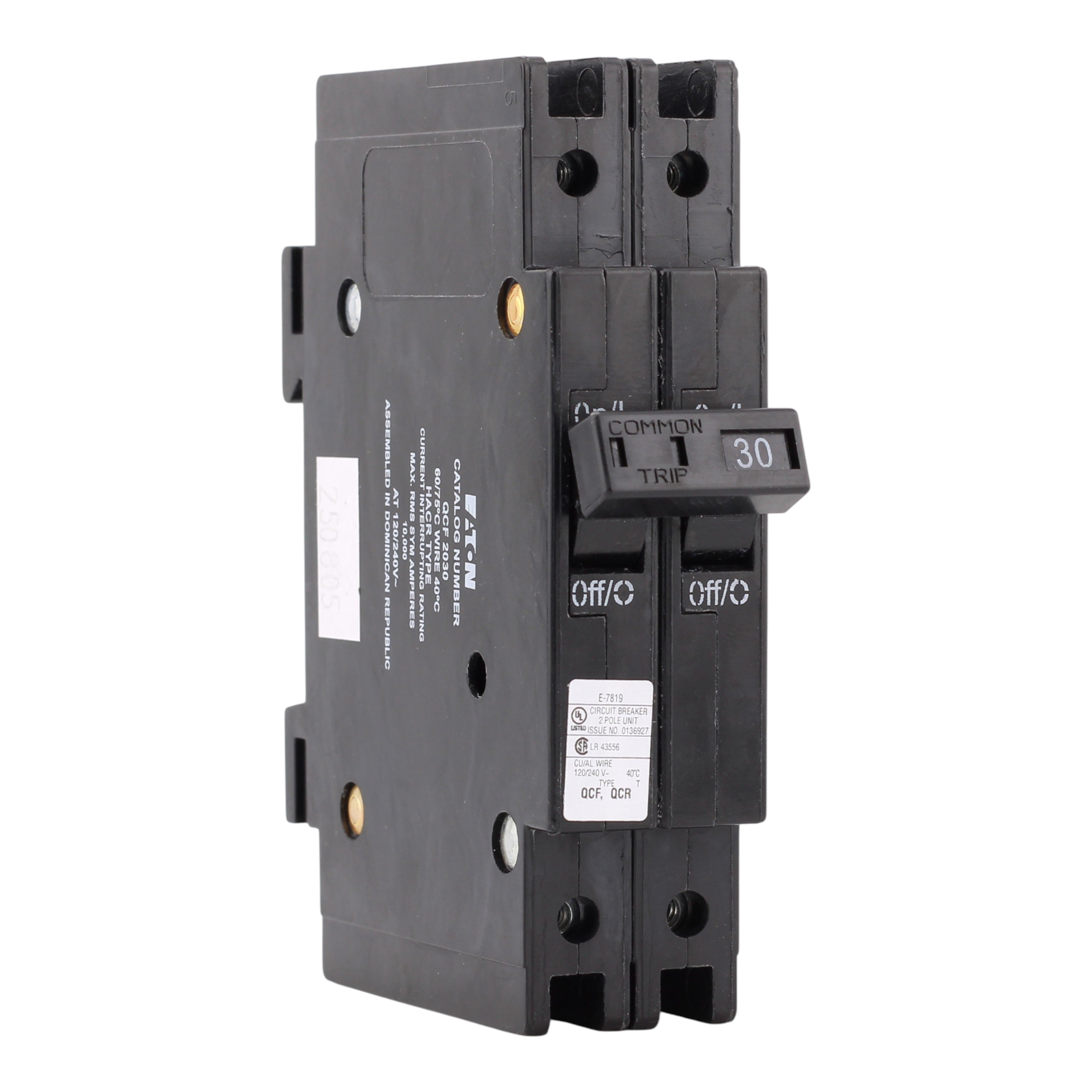 Eaton Quicklag QCF2030 30A 2P 120/240V Thermal-Magnetic Cable-In/Cable-Out Circuit Breaker