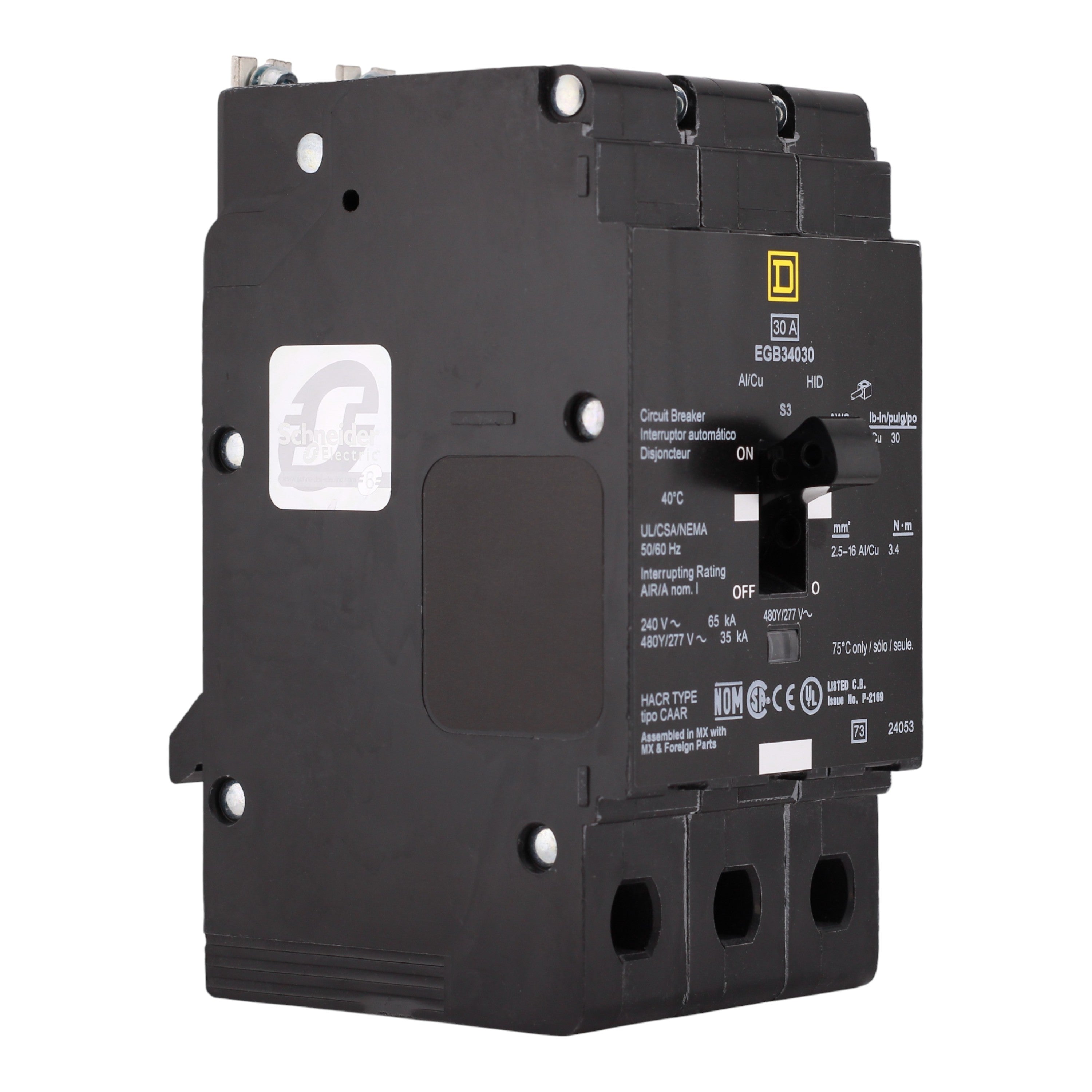 Square D E-Frame, EGB34030, 30A, 3P, 480Y/277V, Bolt-On, Circuit Breaker