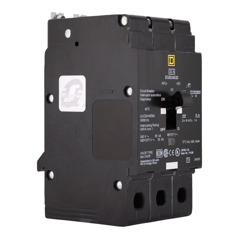 Square D E-Frame, EGB34030, 30A, 3P, 480Y/277V, Bolt-On, Circuit Breaker