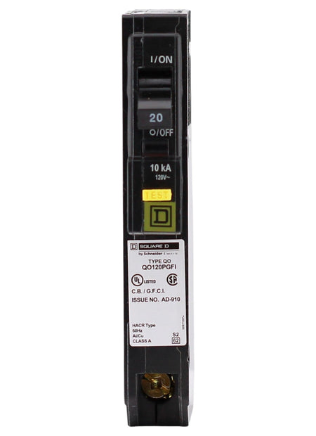Square D QO, QO120PGFI, 20A, 1P, 120V, GFCI, Plug-On Neutral, Circuit Breaker - Image 2
